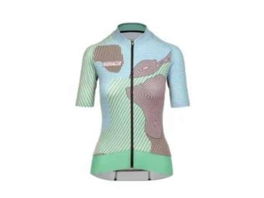 Bioracer Kontur Green Pink Fietsshirt korte mouw Dames (OUTLET)